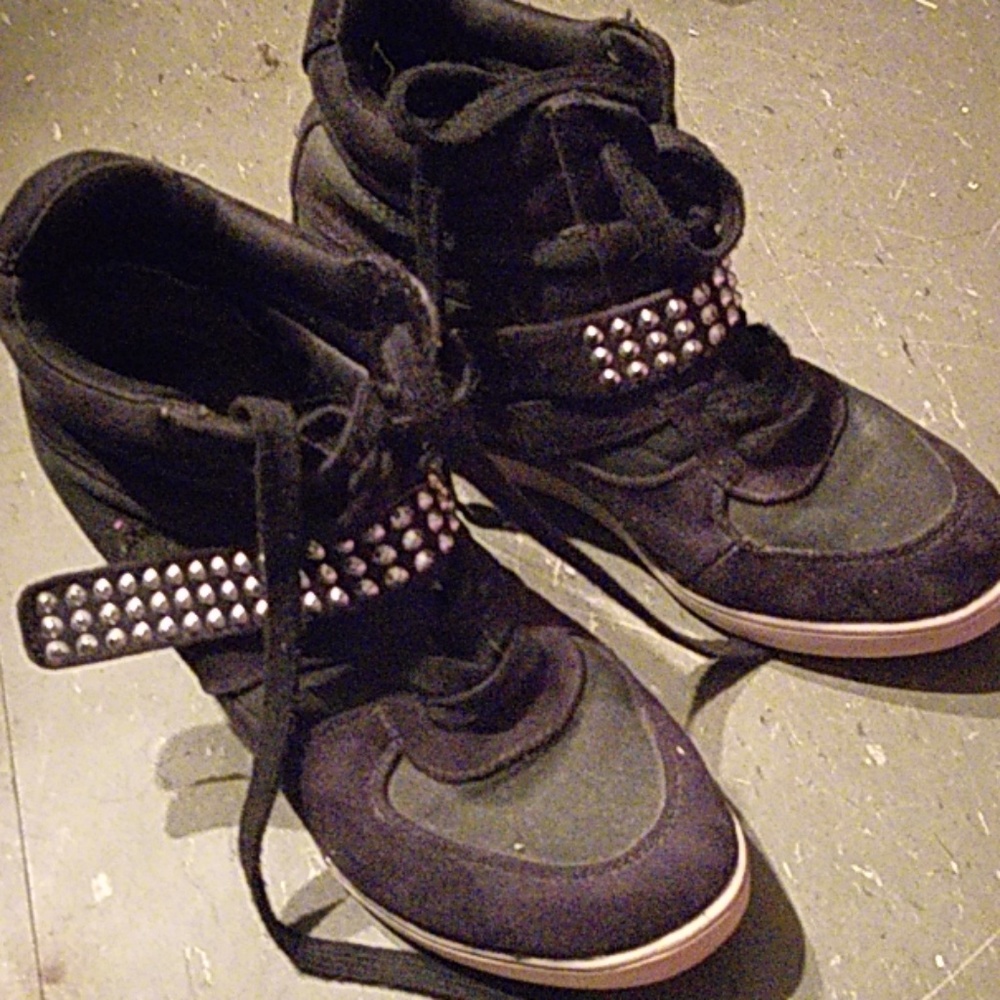 Black Wedge Sneakers